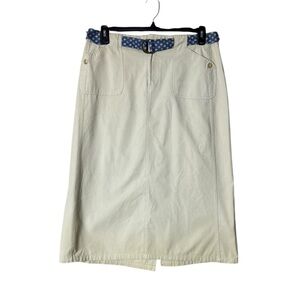 Vintage Button Up Midi Skirt Size‎ 16P Academia Tan Belt Preppy Twee Classic